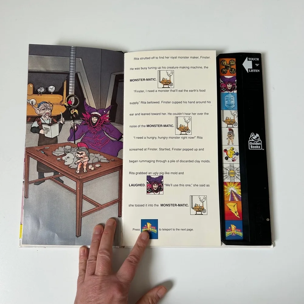 1994 Golden Books Mighty Morphin Power Rangers Food Fight Sound Story Book - Picture 5 of 8